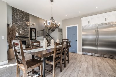 dining table with chandelier