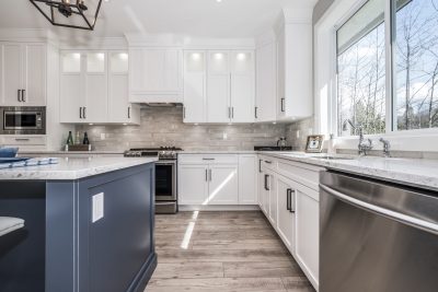 Kitchen with white cabinets