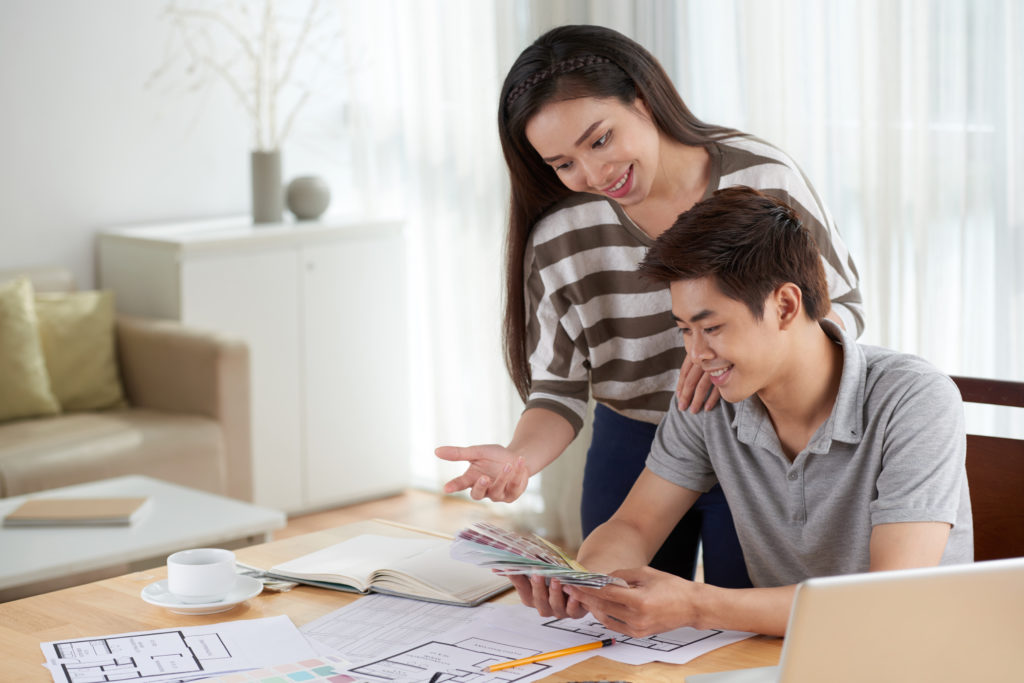 Couple planning their new house