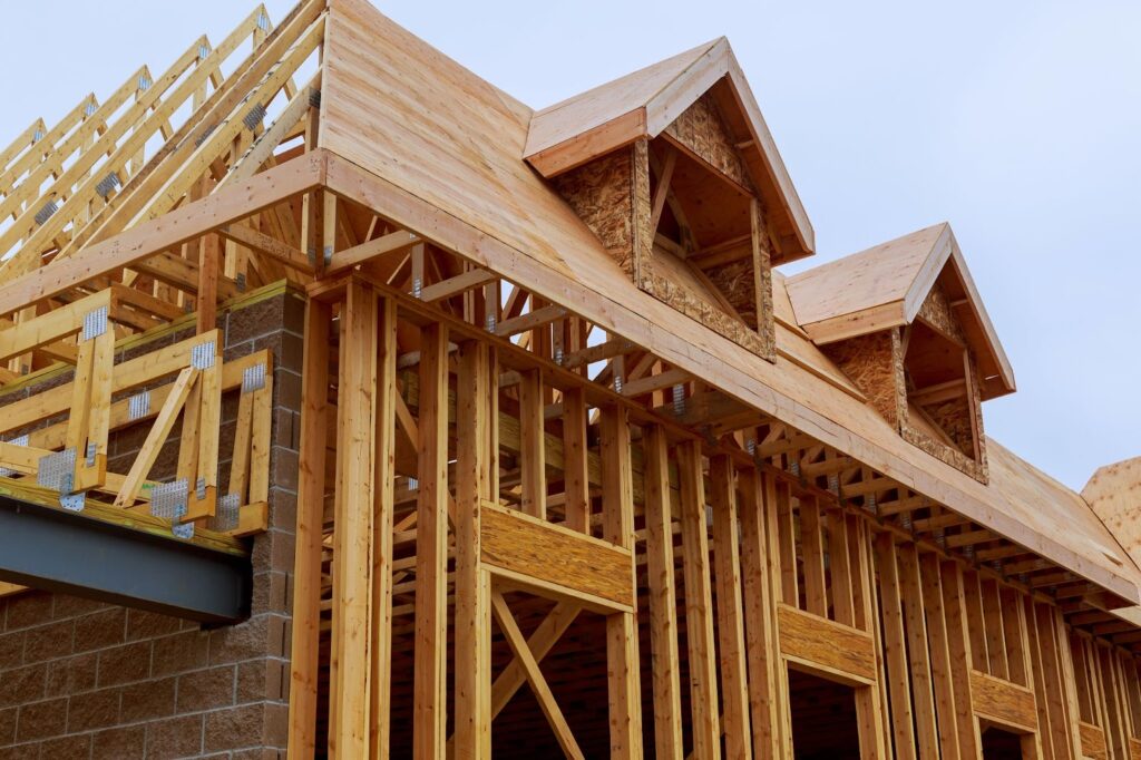 the structural frame of a new house in BC