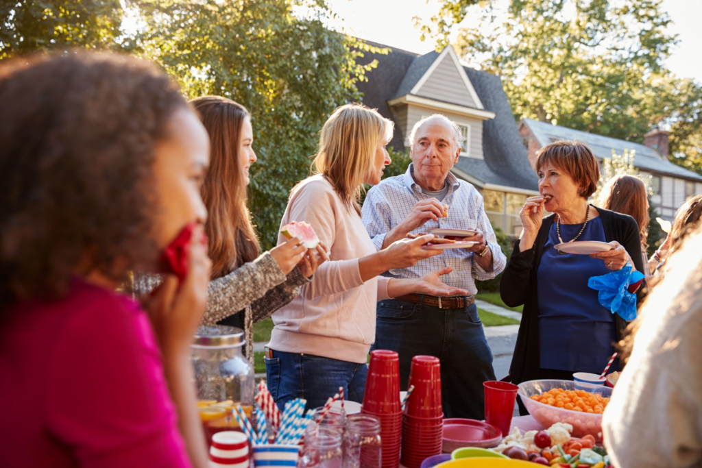 a group of homeowners having a cookout