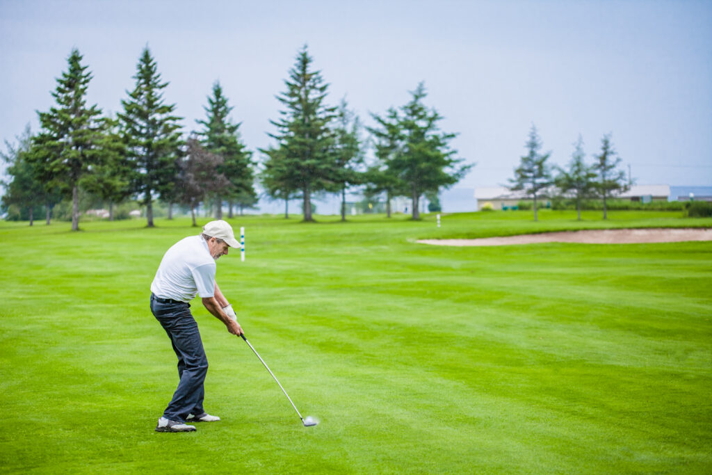 a man playing golf